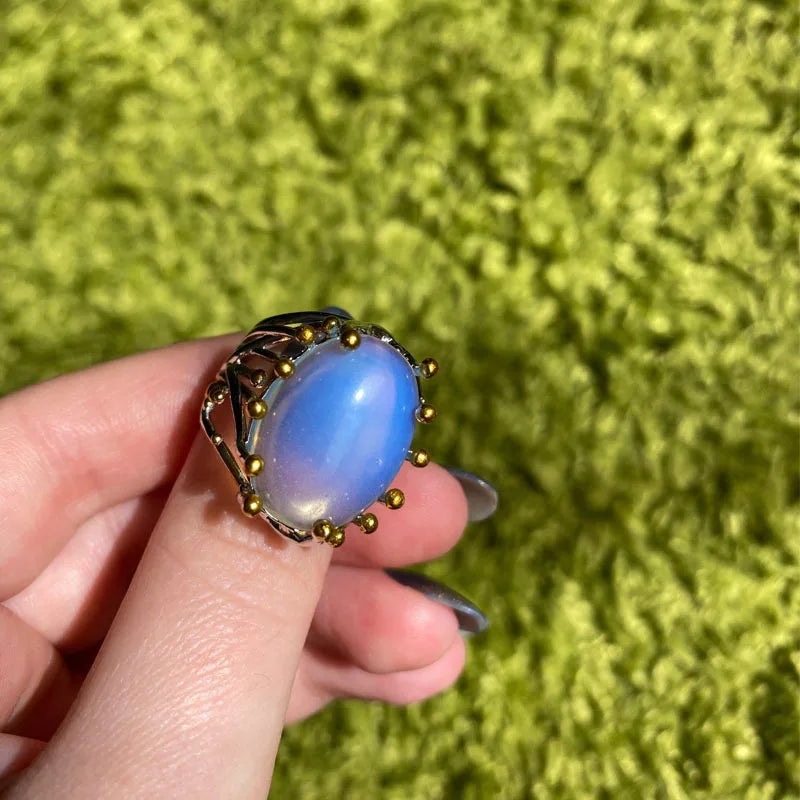 Galaxy Aura Moonstone Statement Ring