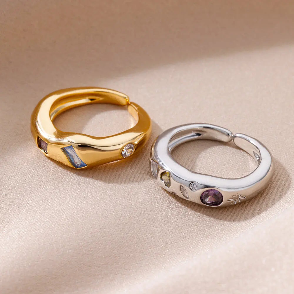 Cosmic Gemstone Chunky Band Rings