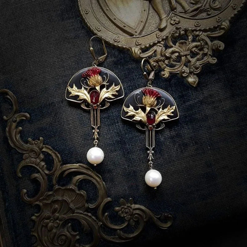 Vintage Red Pearl Earrings