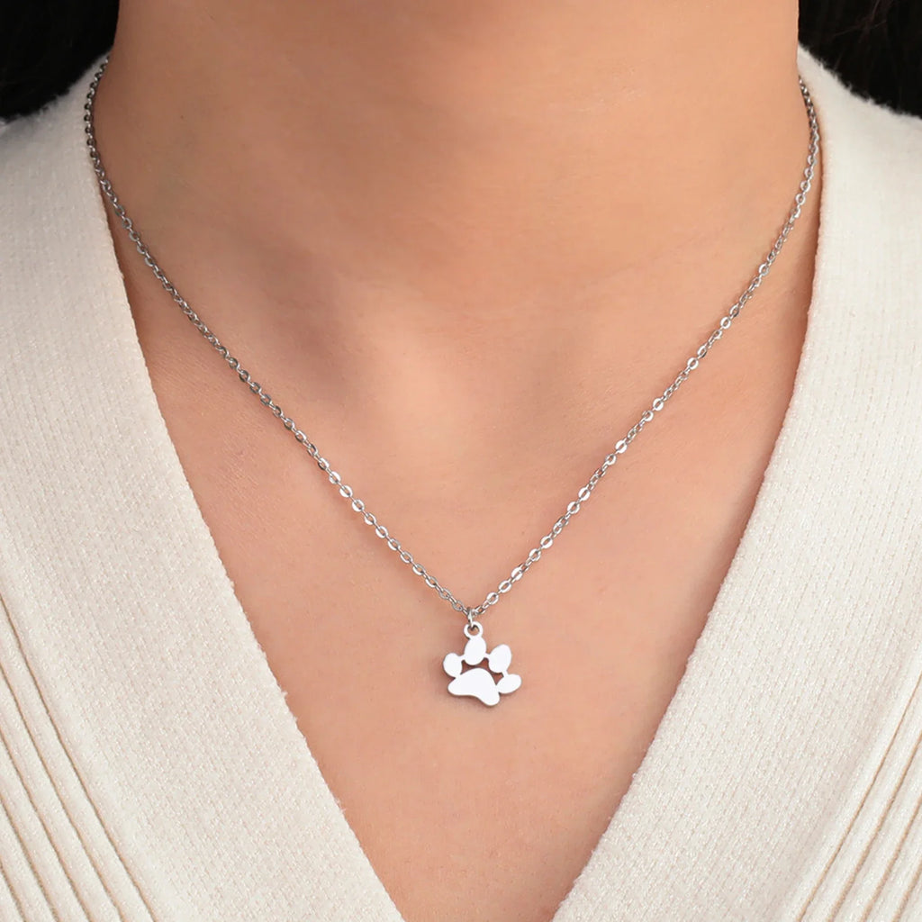 Paw Outline Pendant — Stainless Steel