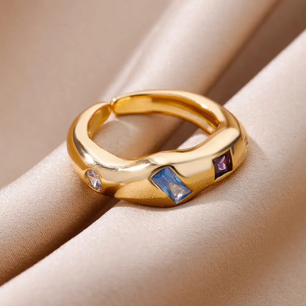 Cosmic Gemstone Chunky Band Rings