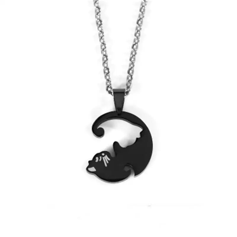 Kindred Whiskers Heart Pendant – Black & White Duo