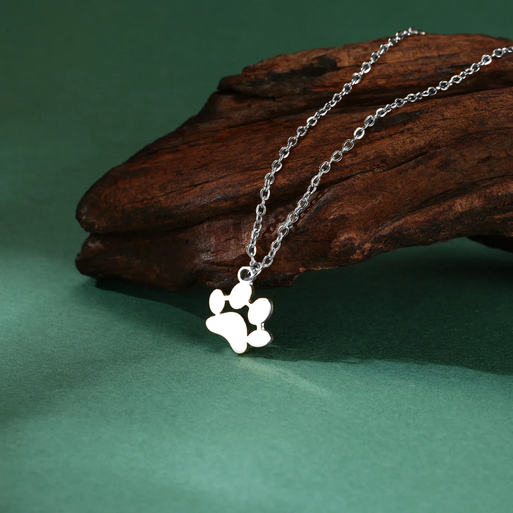Paw Outline Pendant — Stainless Steel