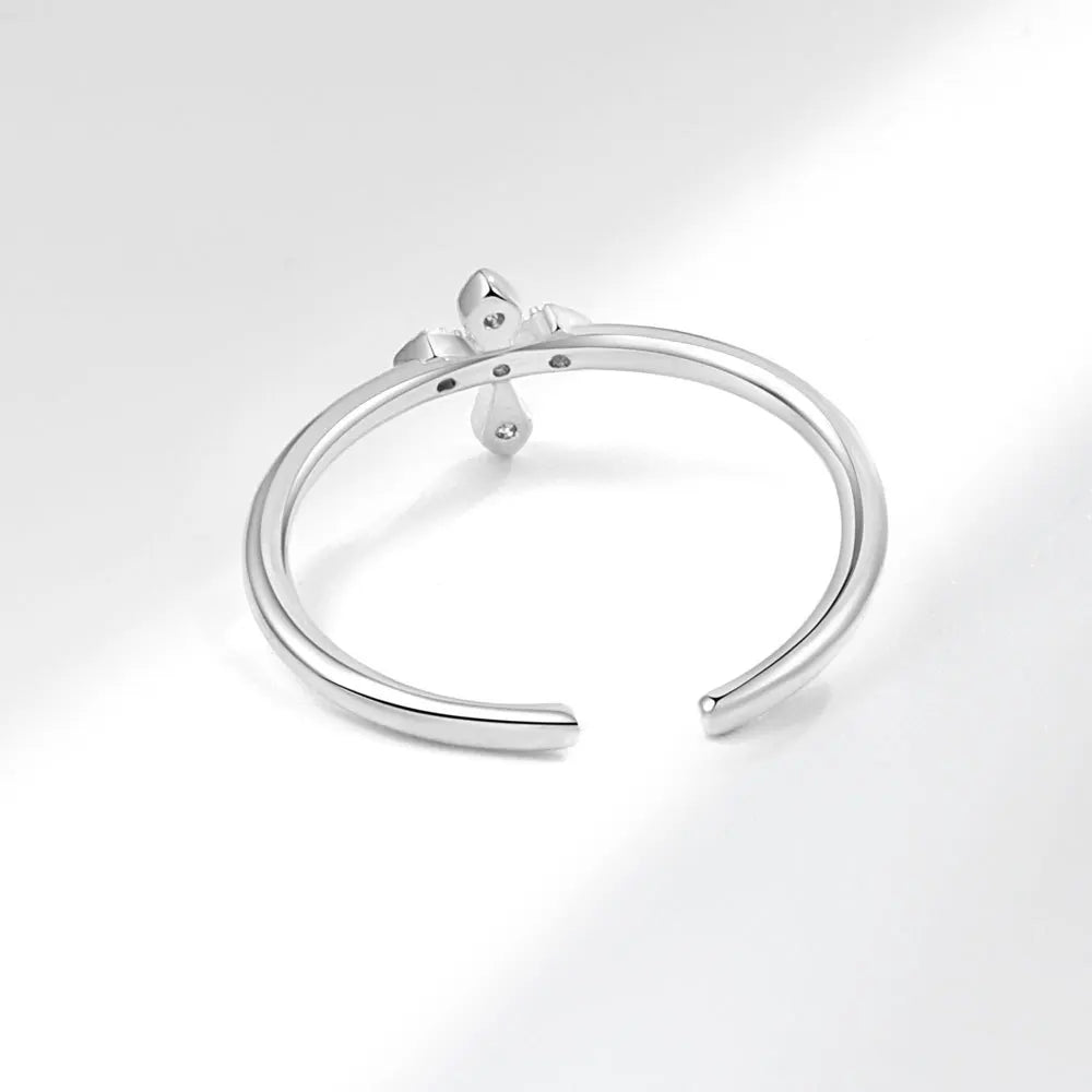 Delicate Silver Cross Ring