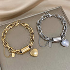 Elegant Heartened Gold Chunky Bracelet