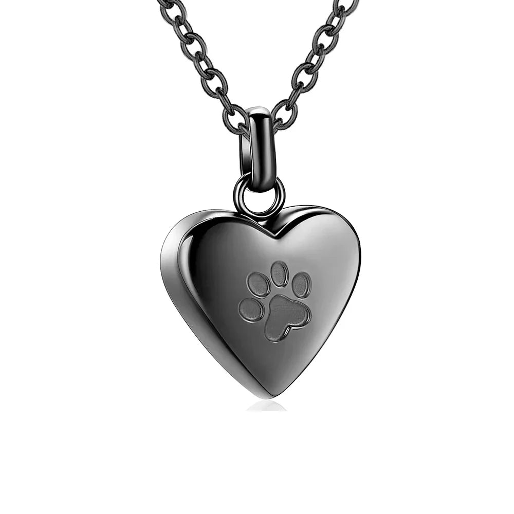 Pawprints In My Heart Ashes Necklace – Memorial Paw Heart Pendant