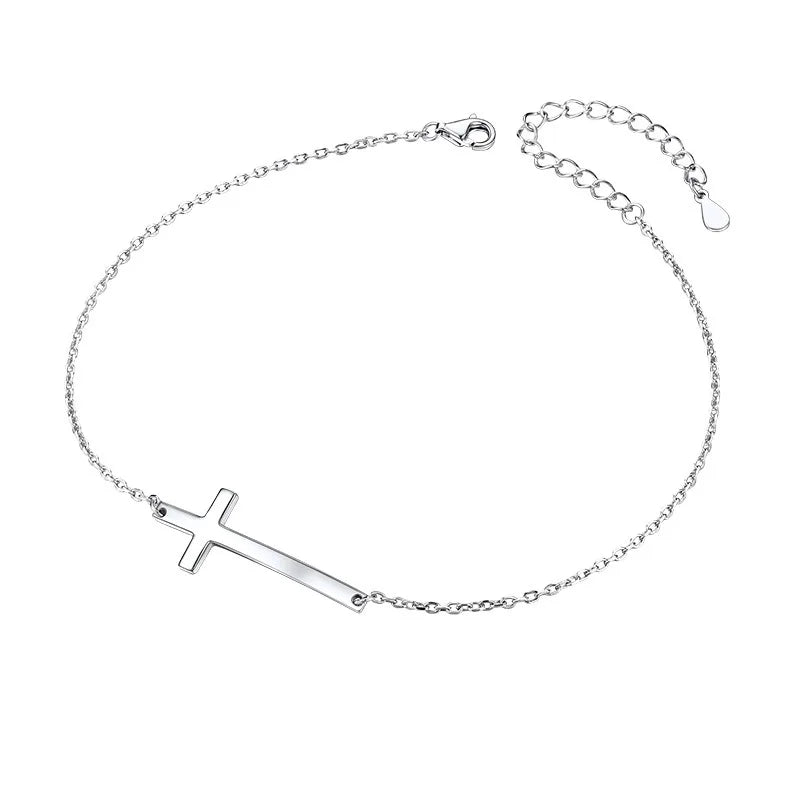 Delicate Silver Cross Bracelet