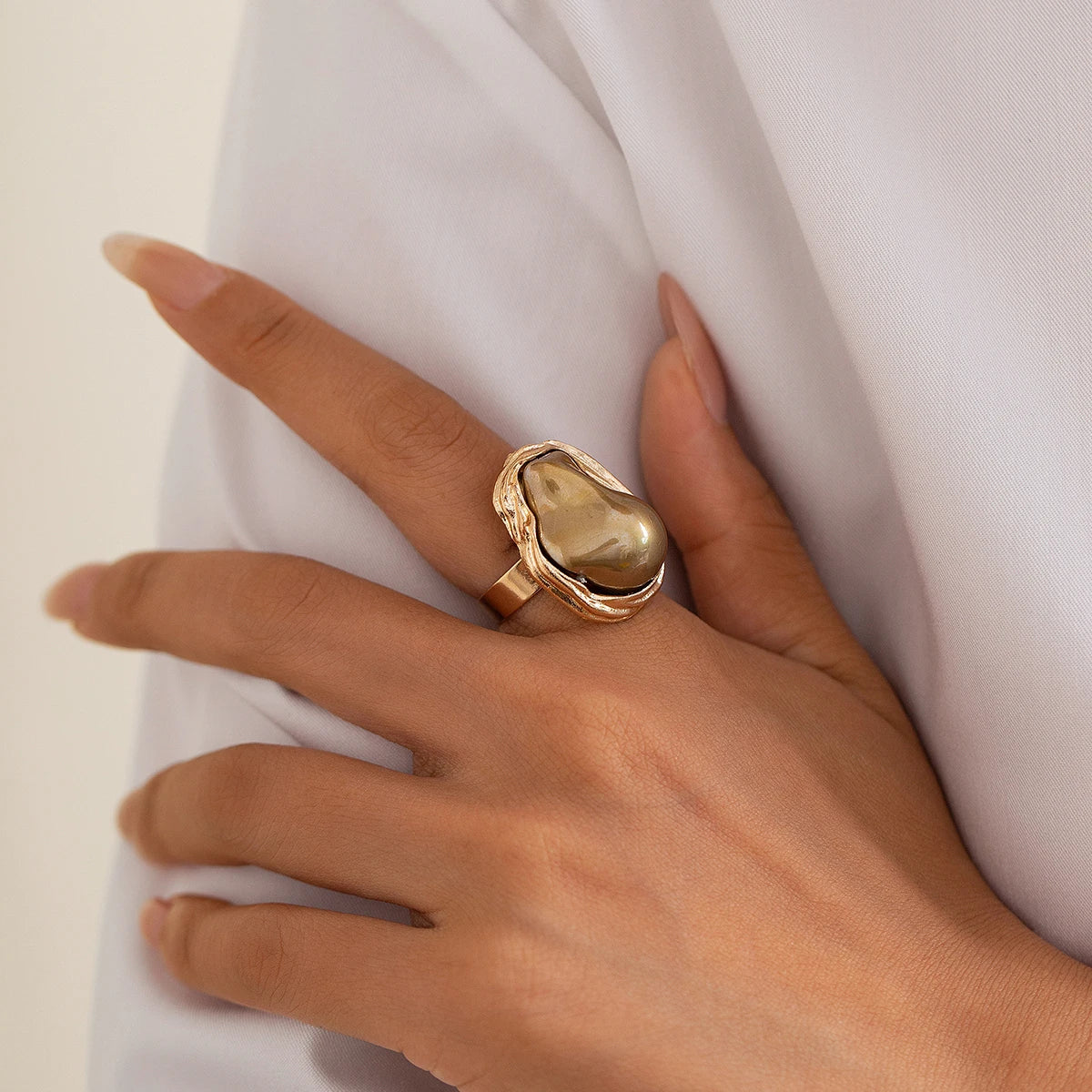 Chunky Baroque Pearl Cocktail Rings