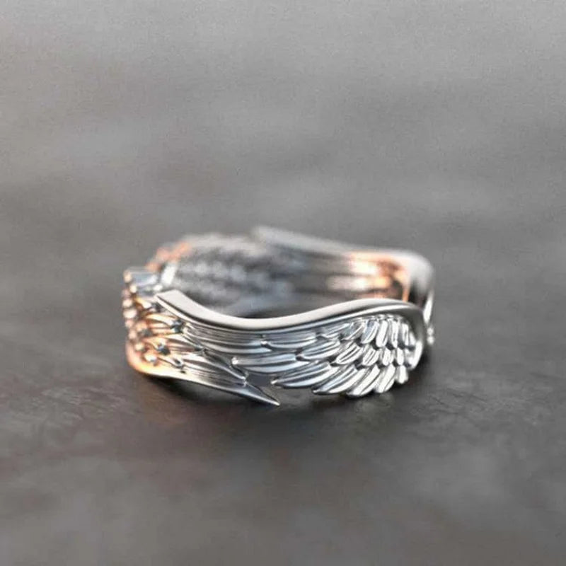 Silver Angel Wings Adjustable Ring