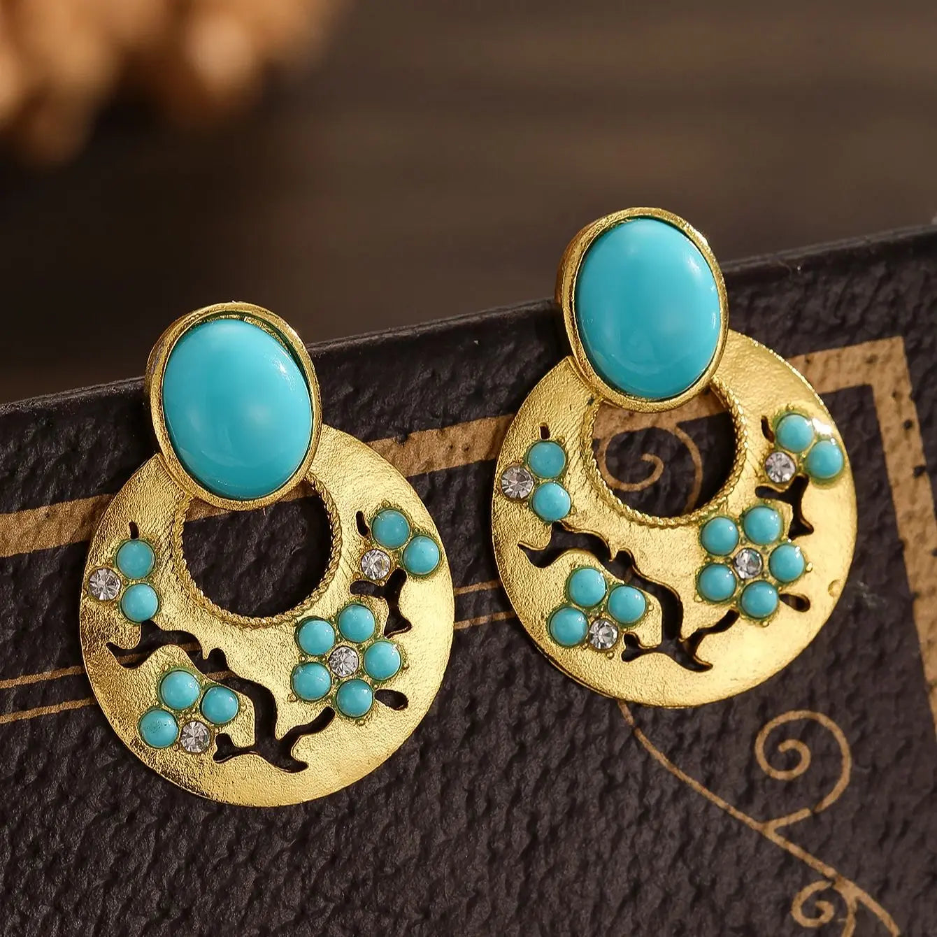 Vintage Turquoise Oriental Earrings