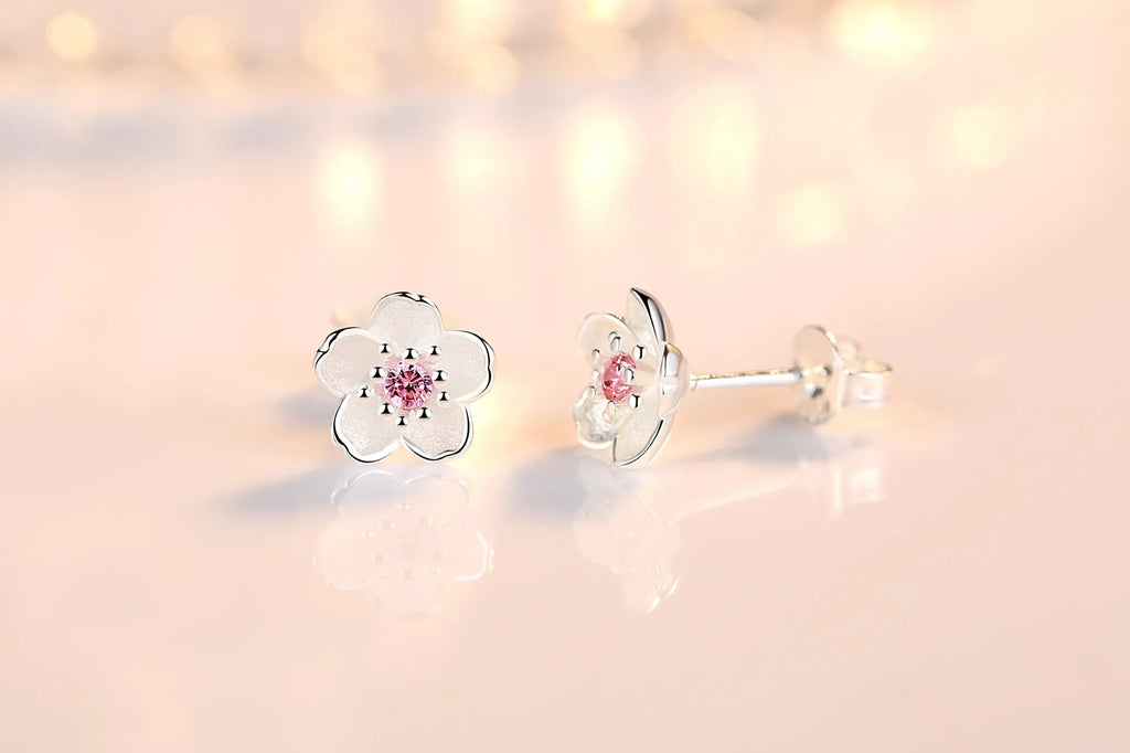 Zircon Flower Stud Earrings