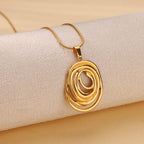 Hollow Geometric Oval Necklace in Gold and Silver