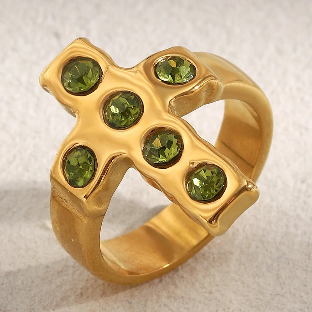 Chunky Stone Cross Ring