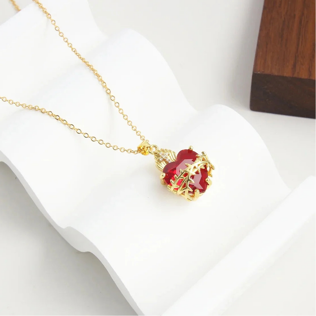 Sacred Heart Cross Necklaced