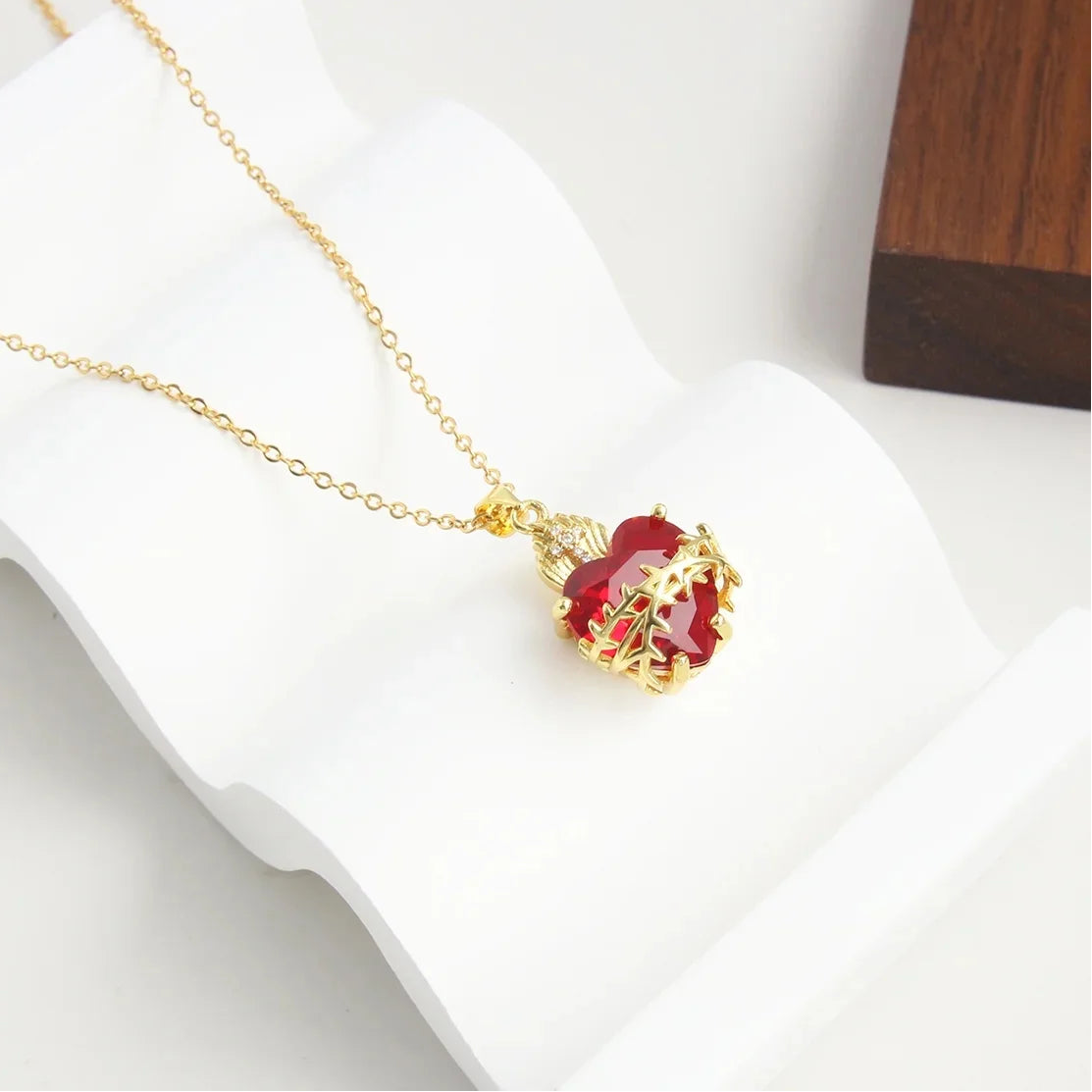 Sacred Heart Cross Necklaced