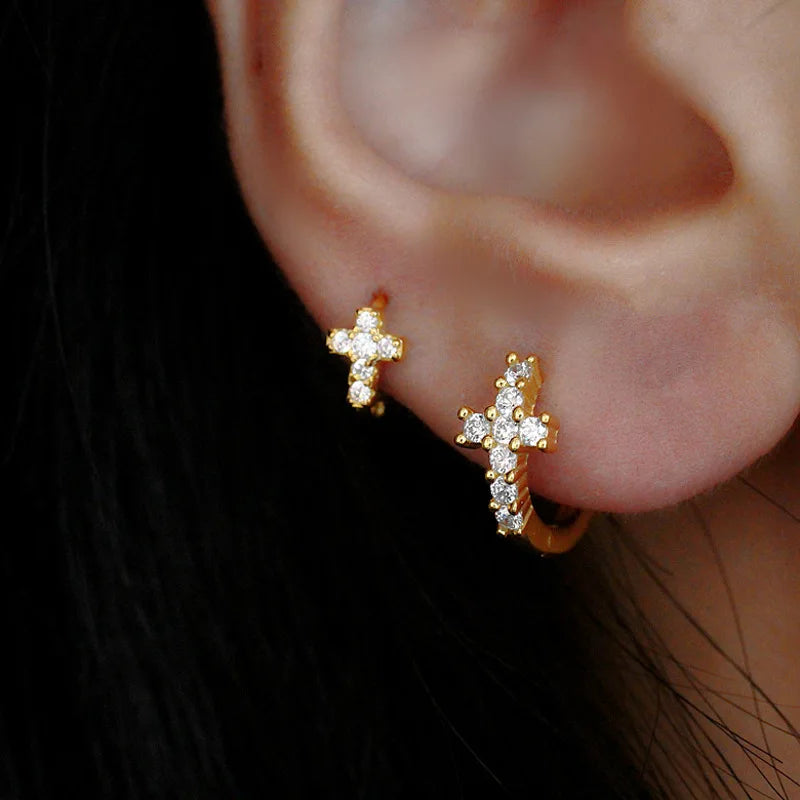 Cross Hoop Earrings Set