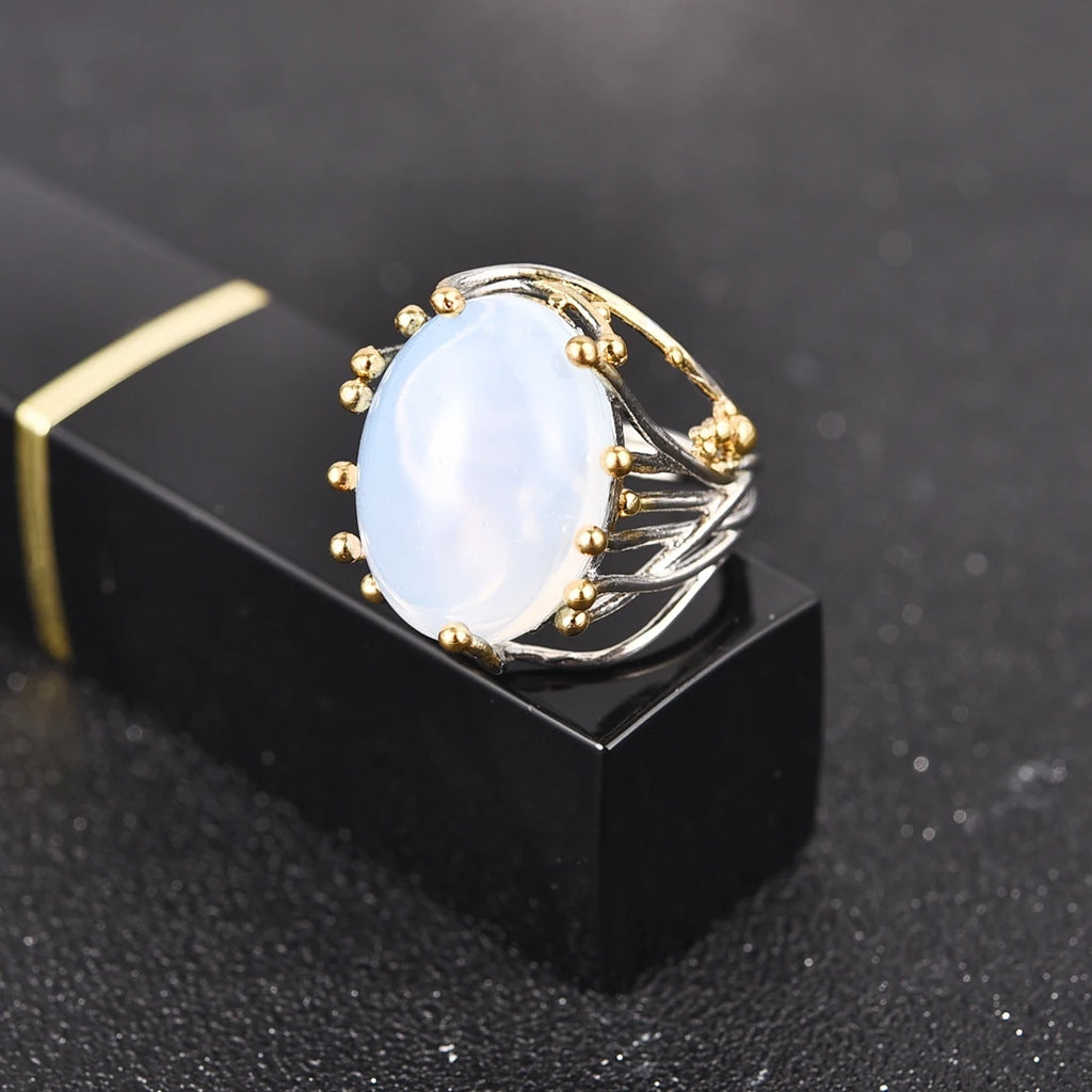 Galaxy Aura Moonstone Statement Ring