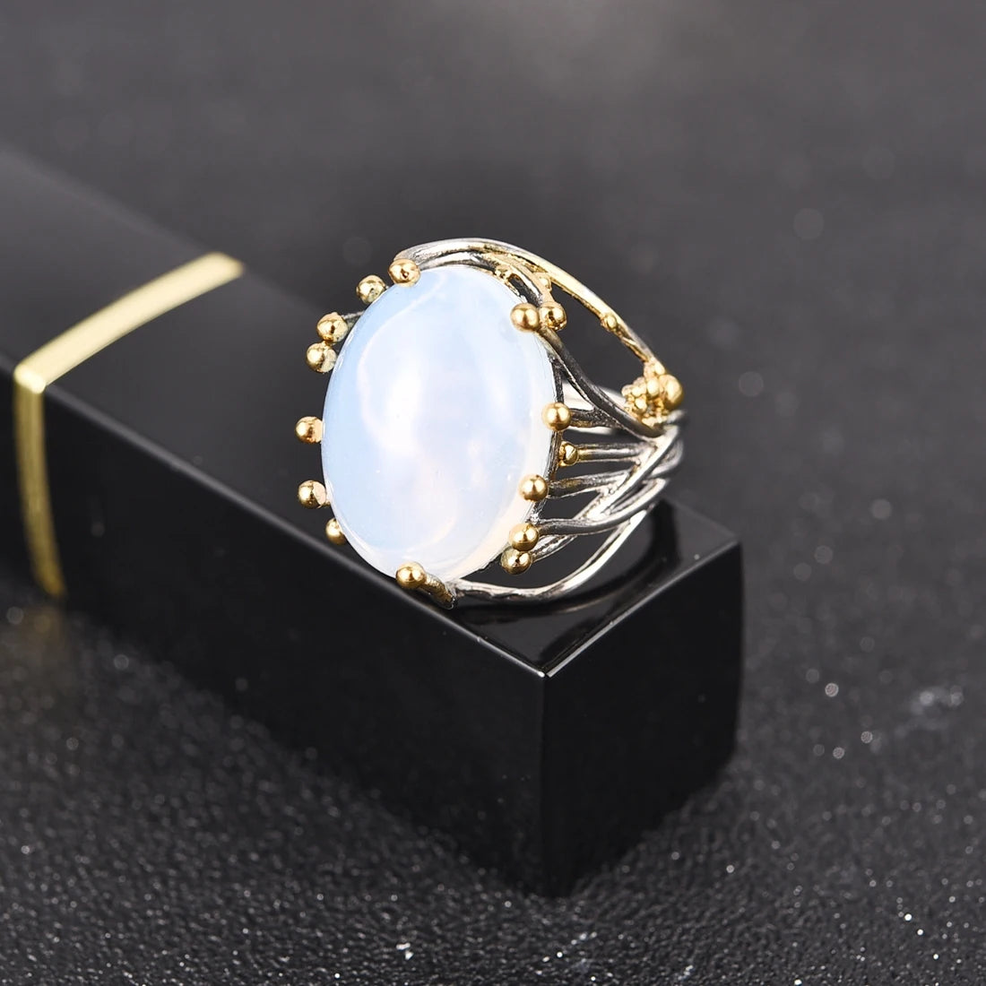 Galaxy Aura Moonstone Statement Ring