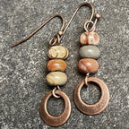 Rustic Stone Bead Hoop Earrings