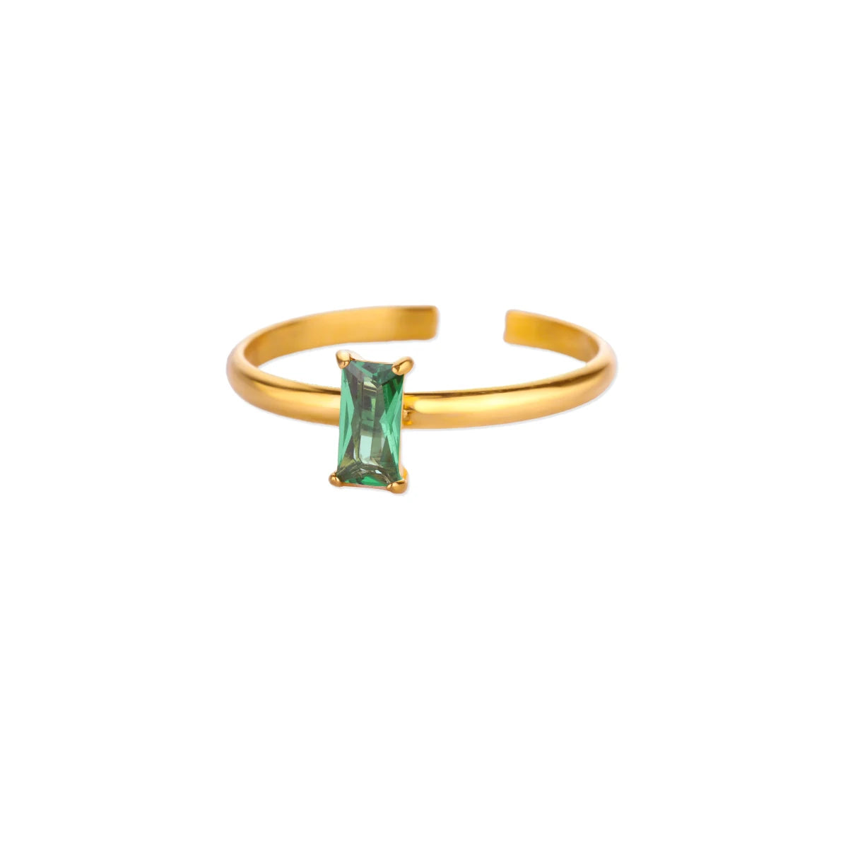 Adjustable Delicate Golden Ring with Colorful Gem