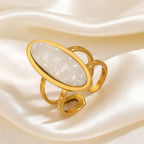 Gold Oval Cabochon Double Ring