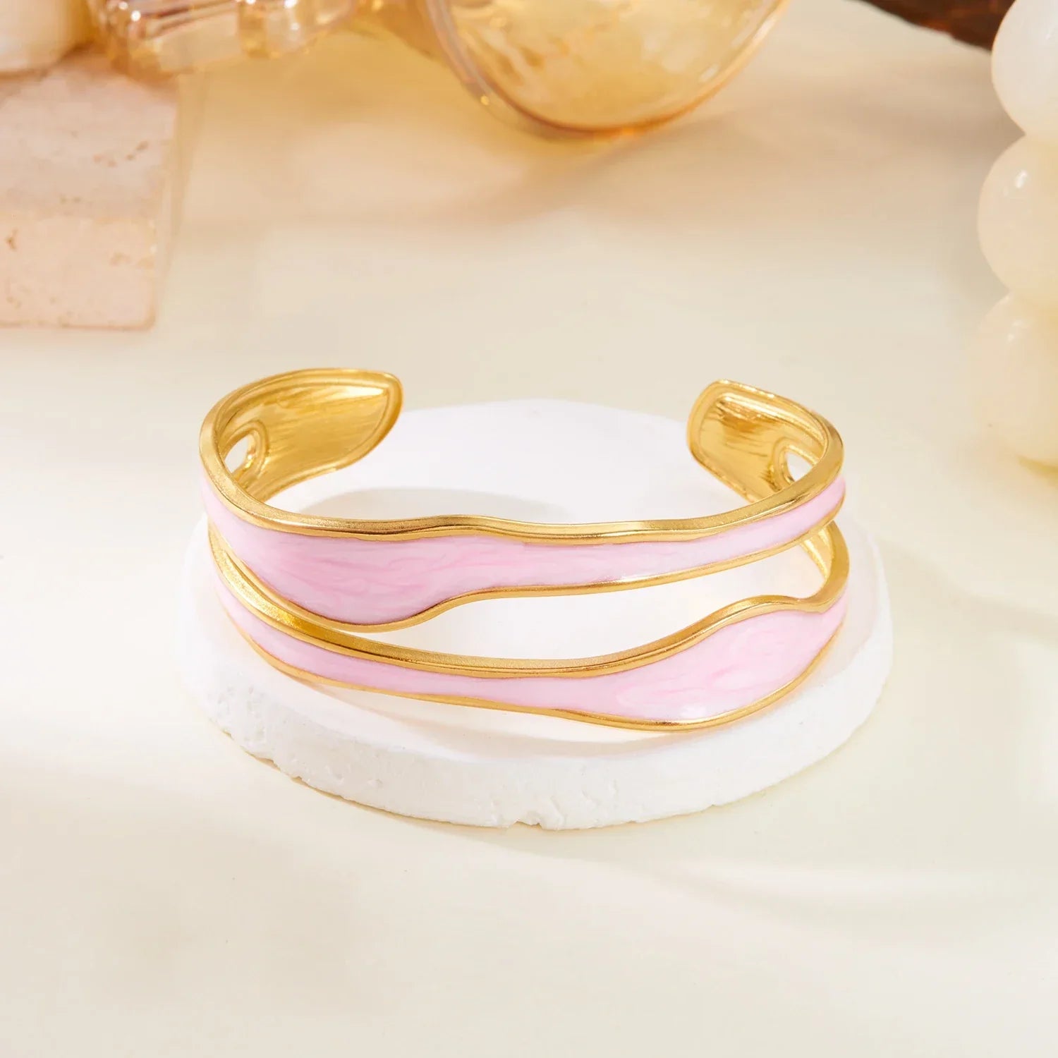 Vintage White Open Stainless Steel Bracelet