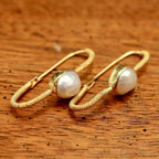 Gold Loop Gemstone Drop Earrings