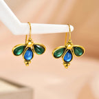 Emerald Wing Blue Teardrop Earrings
