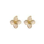 Elegant White Enamel Flower Earrings
