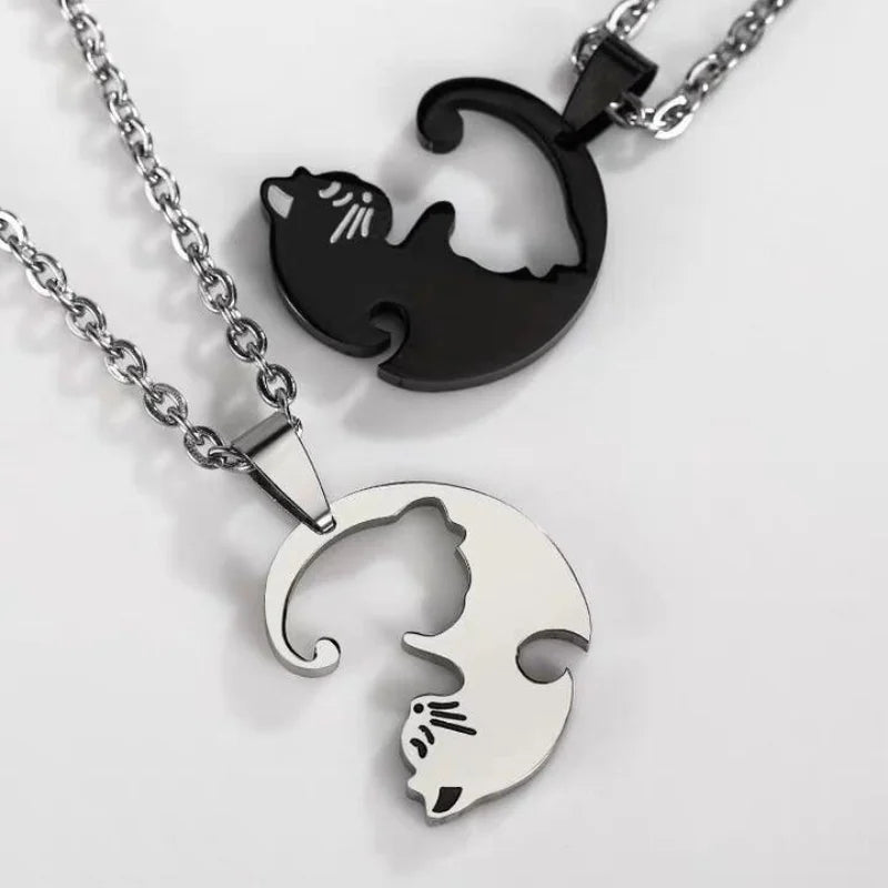 Kindred Whiskers Heart Pendant – Black & White Duo