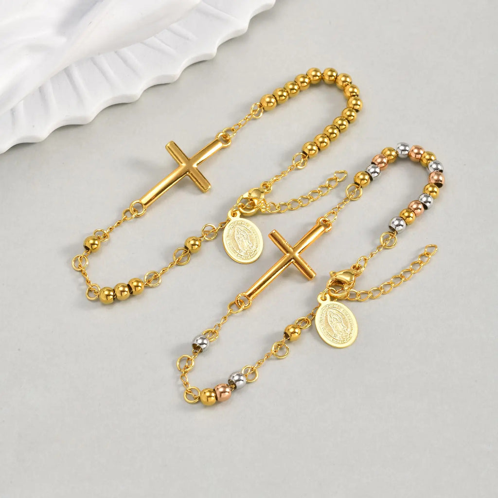 Gold and Silver Cross Bracelet