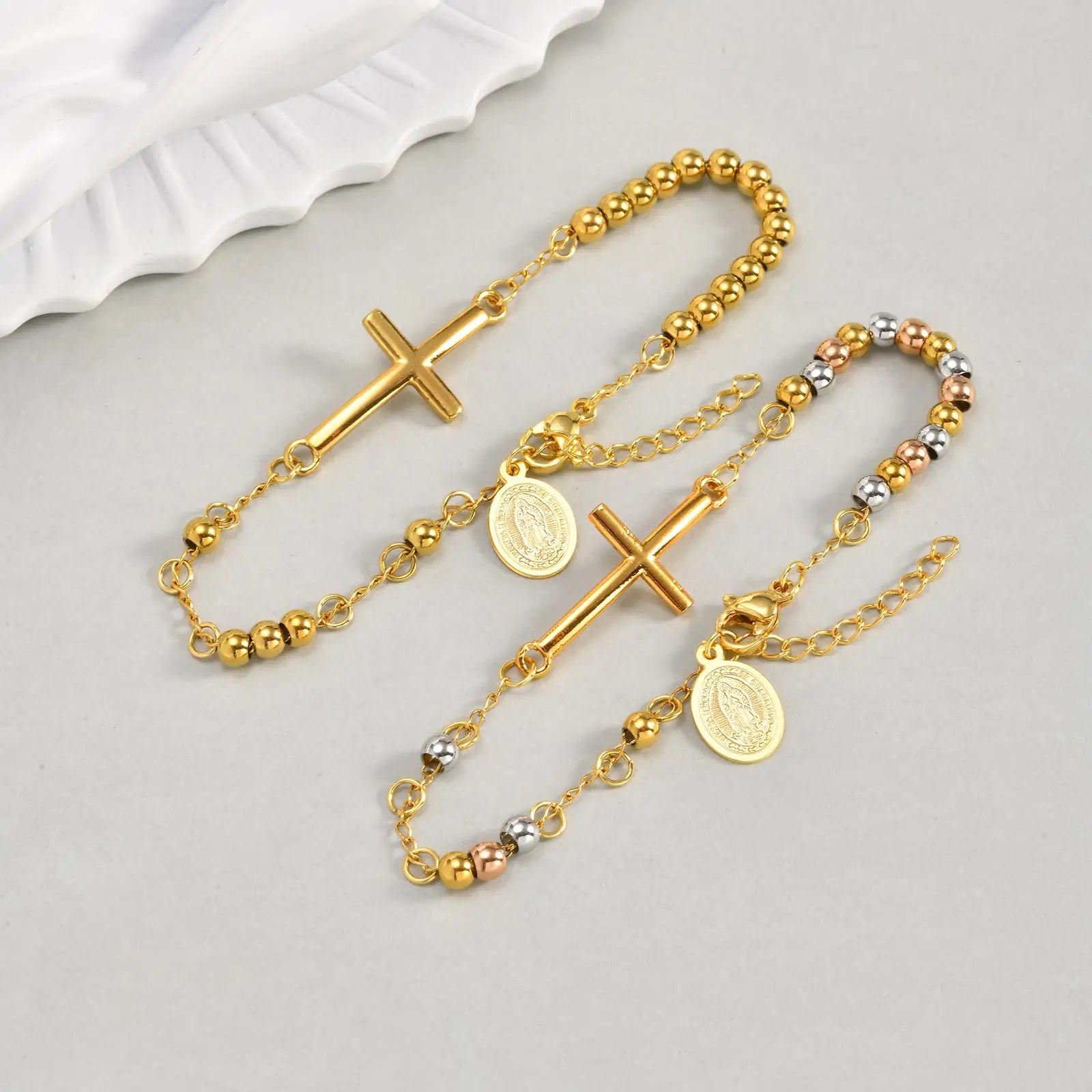 Gold and Silver Cross Bracelet