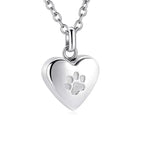 Pawprints In My Heart Ashes Necklace – Memorial Paw Heart Pendant