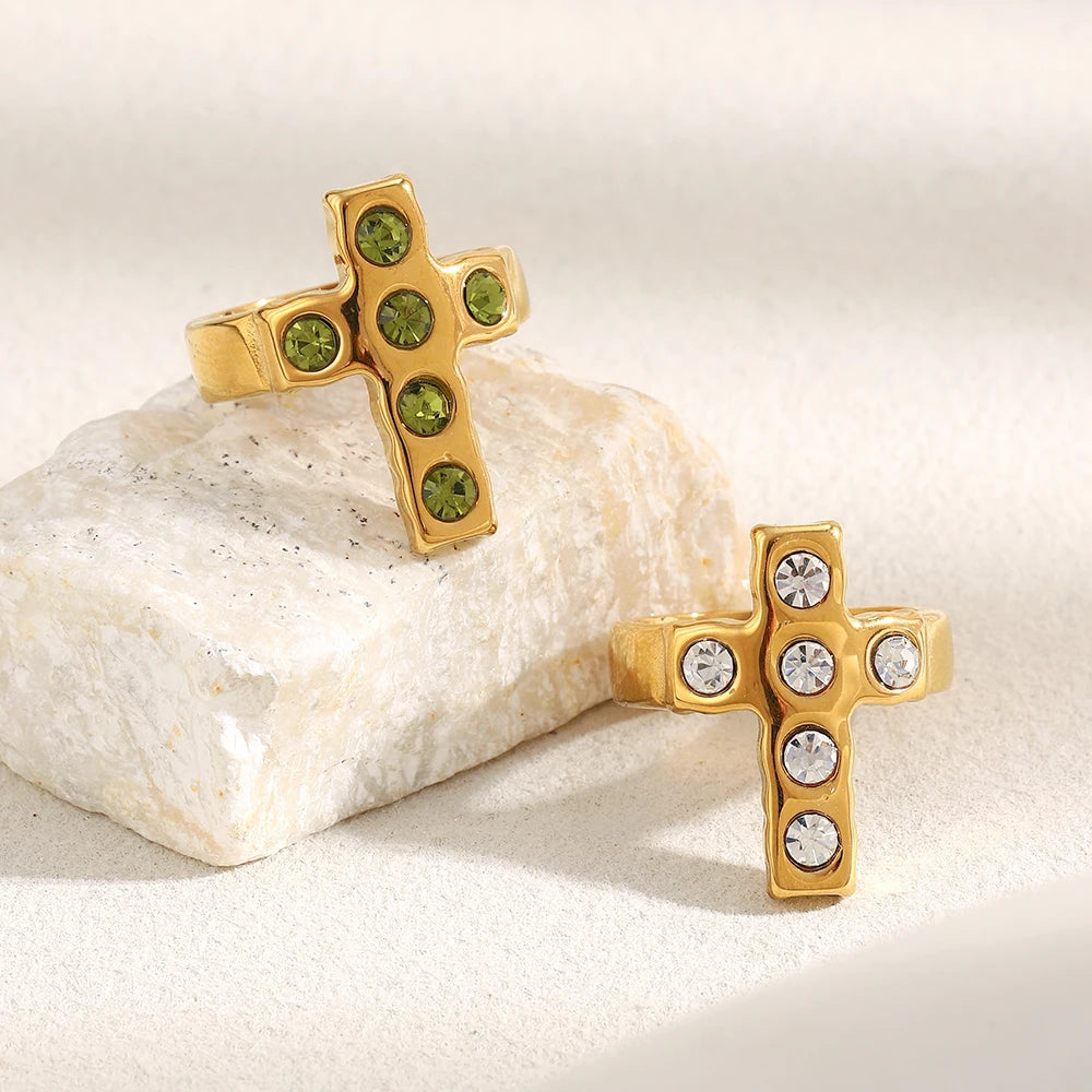 Chunky Stone Cross Ring