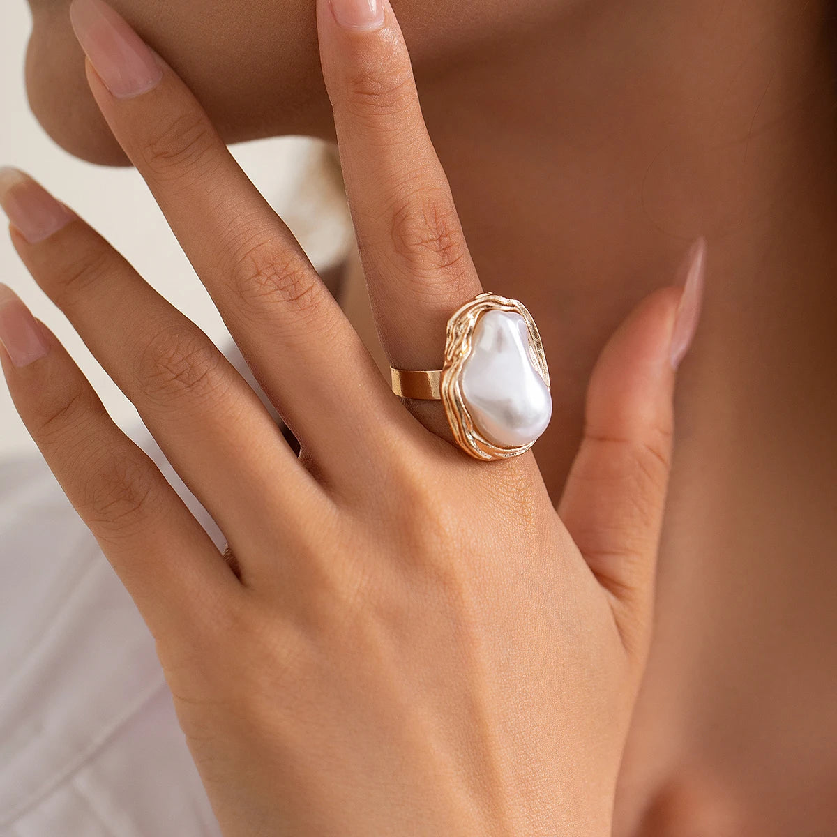 Chunky Baroque Pearl Cocktail Rings