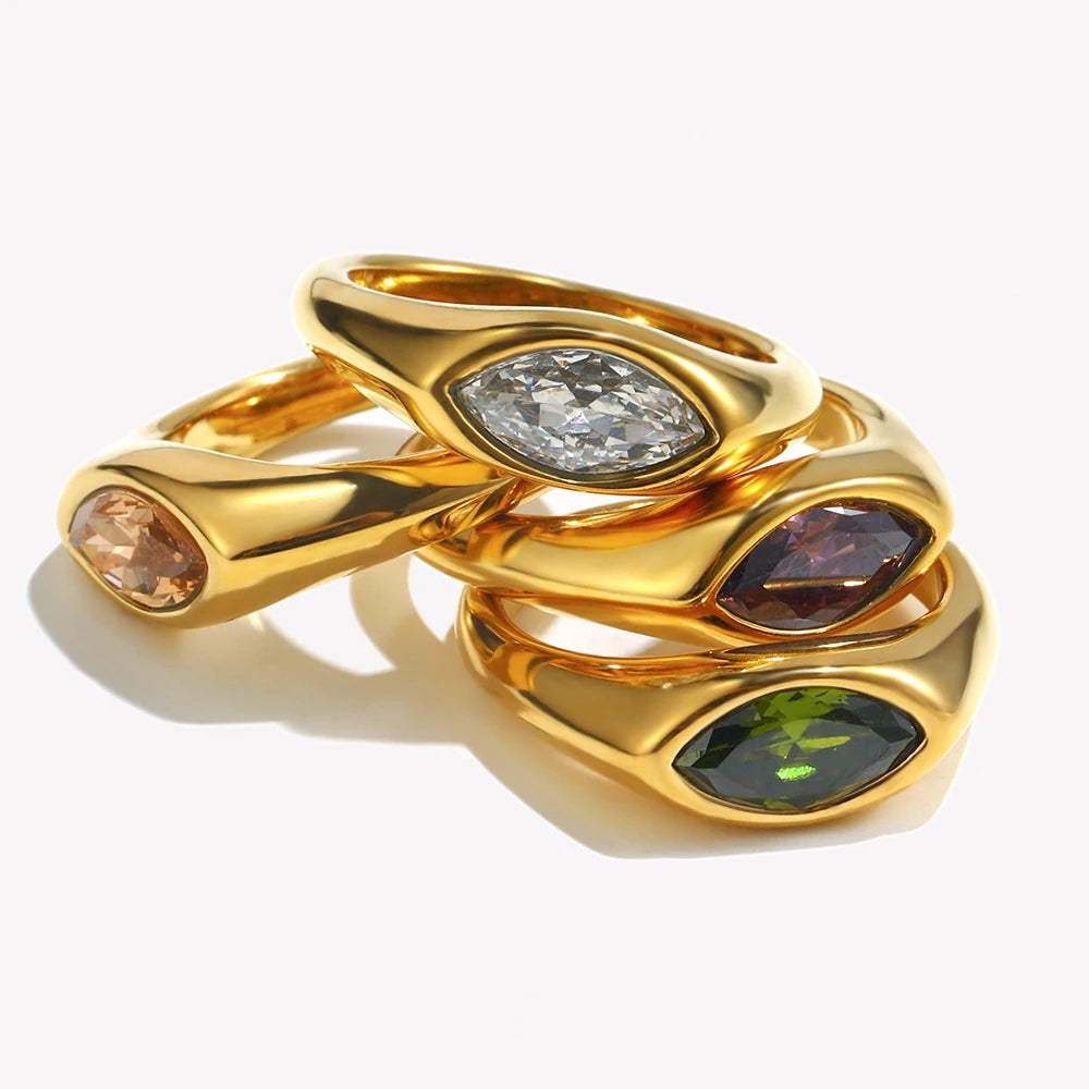 Marquise Gemstone Gold Signet Ring