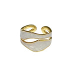 Vintage White Enamel Geometric Adjustable Ring