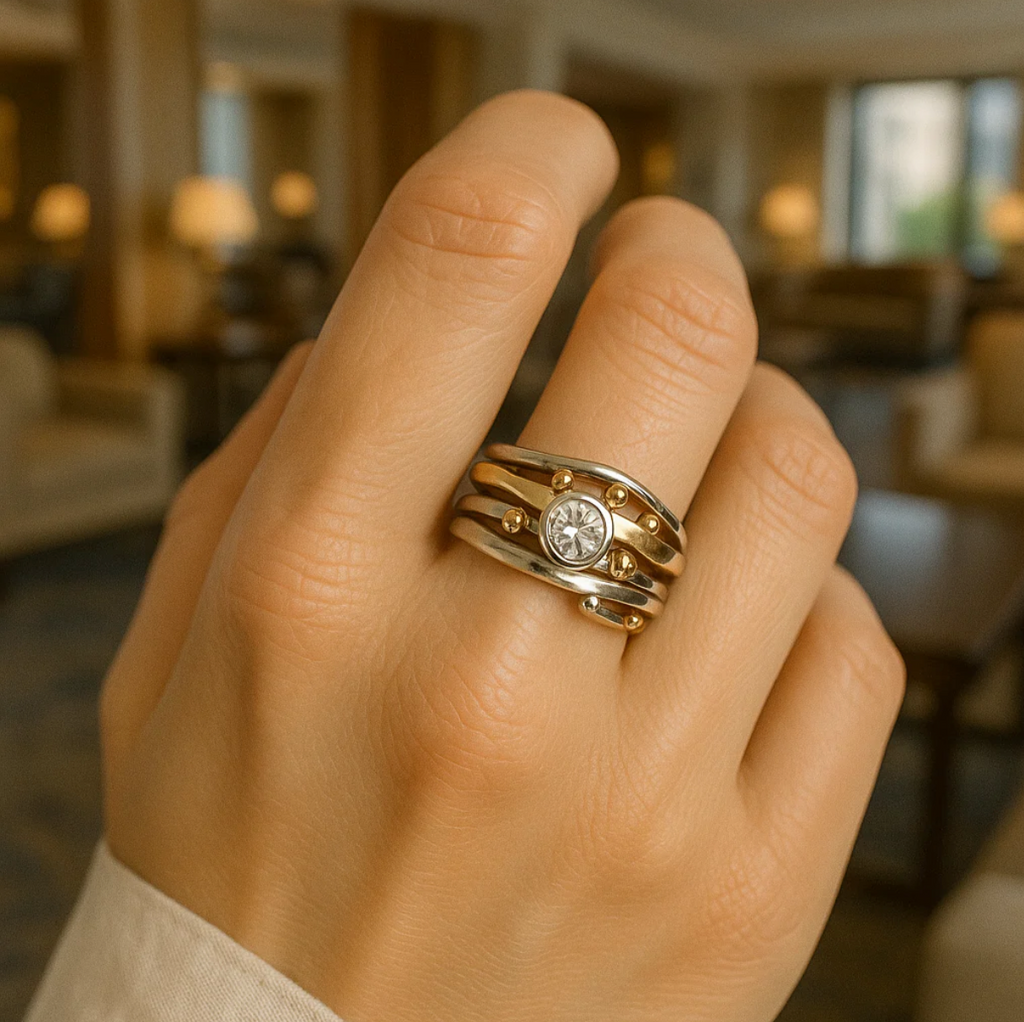 Royal Vintage Gold Inlaid Zirconia Ring