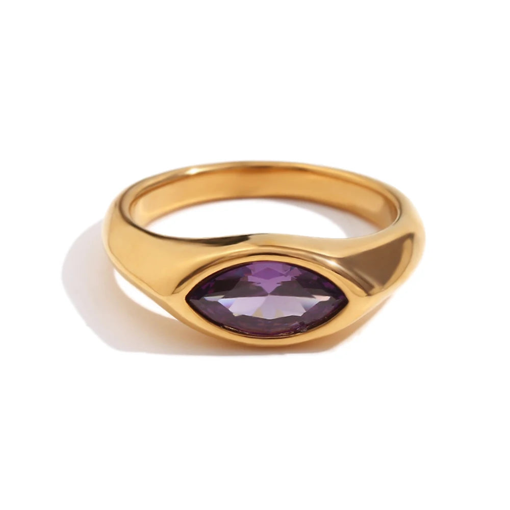 Marquise Gemstone Gold Signet Ring