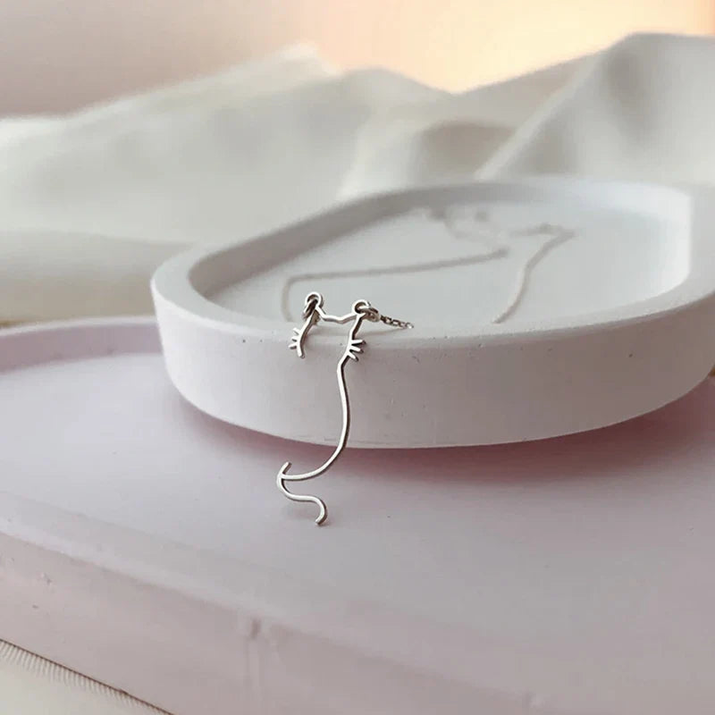 Kitty Silhouette Necklace — Gold-Tone Stainless Steel