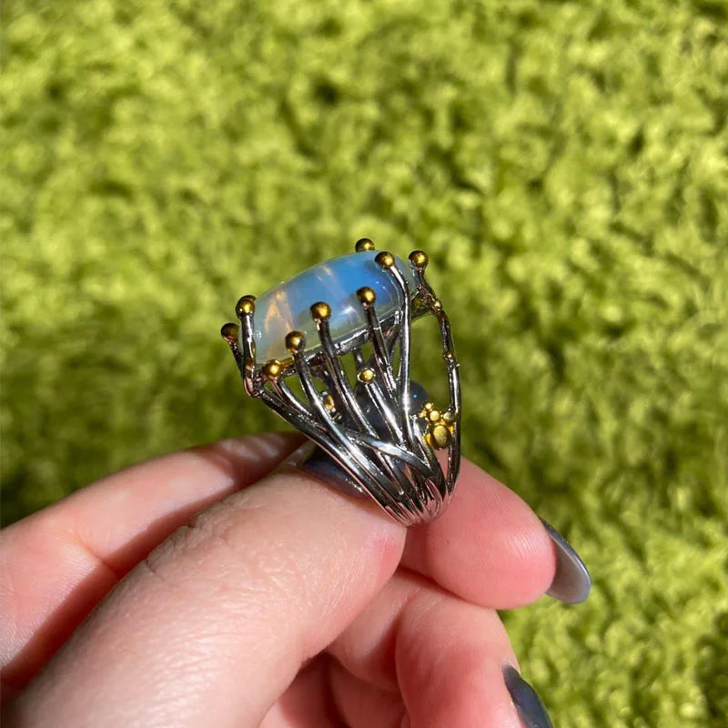 Galaxy Aura Moonstone Statement Ring