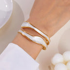 Vintage White Open Stainless Steel Bracelet