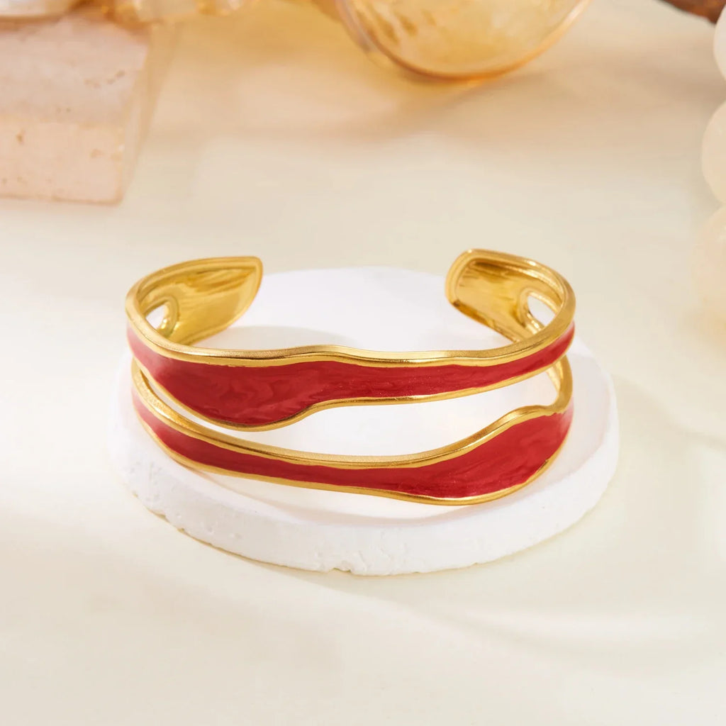 Vintage White Open Stainless Steel Bracelet