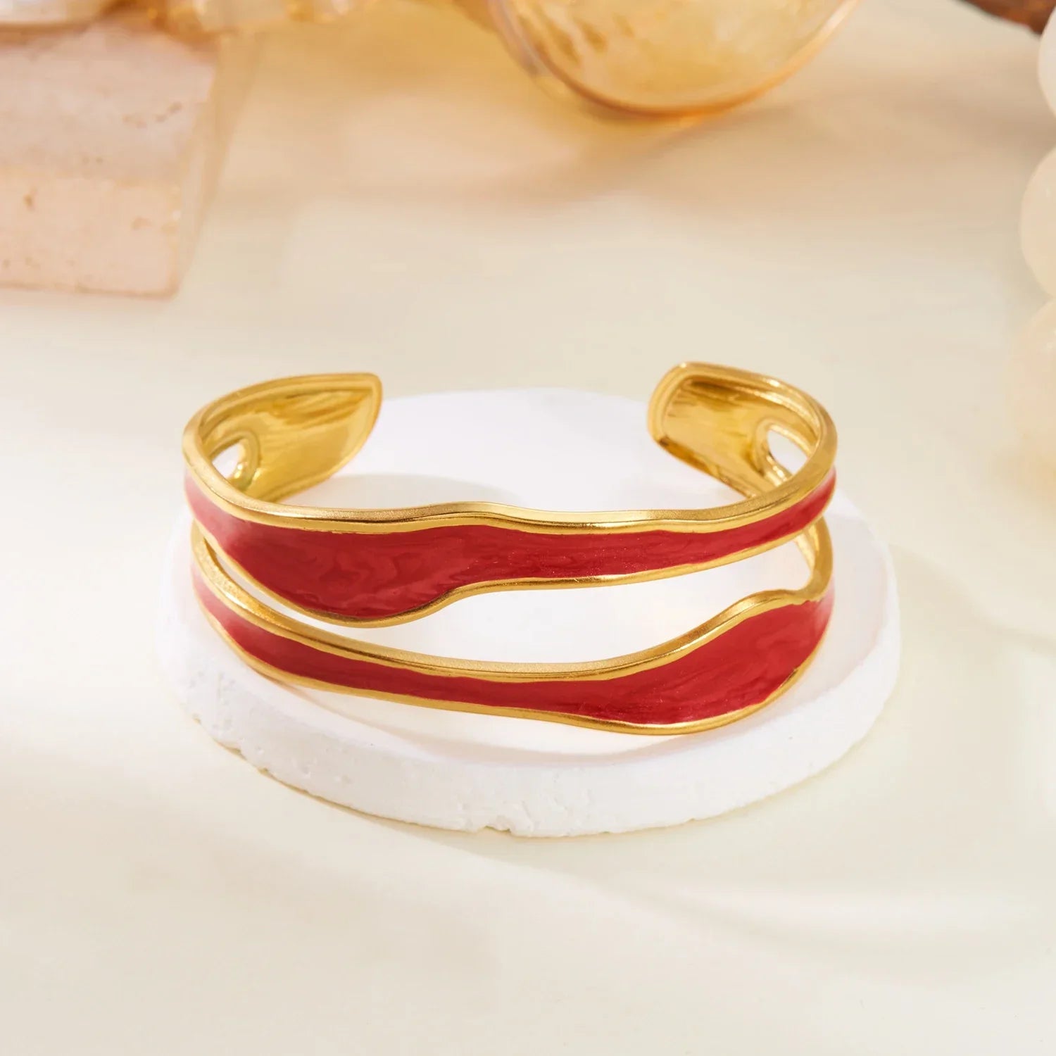 Vintage White Open Stainless Steel Bracelet