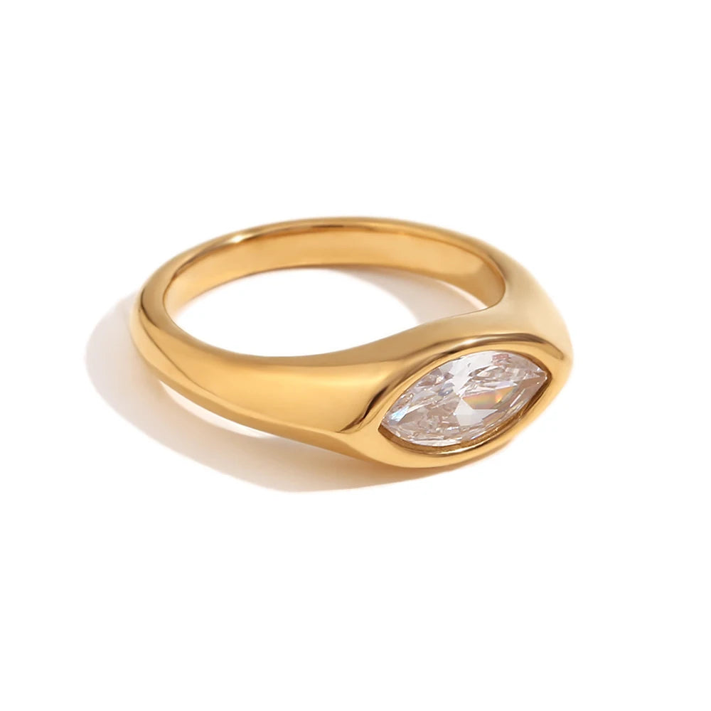 Marquise Gemstone Gold Signet Ring