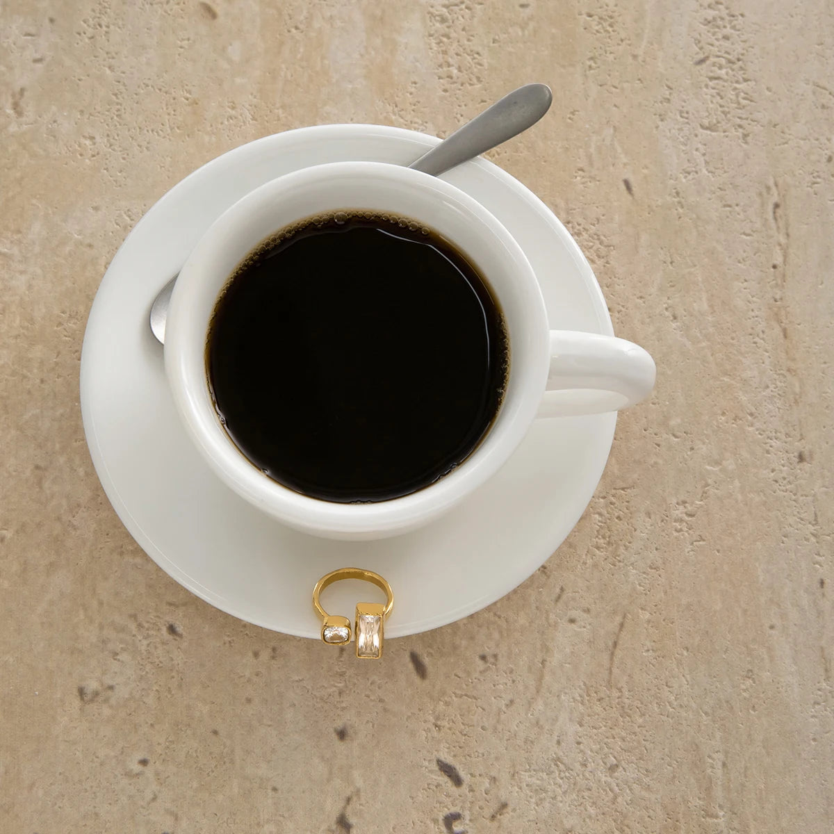 Geometric Baguette Duo Open Ring