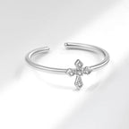 Delicate Silver Cross Ring
