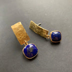 Boho Lapis Lazuli Square Shape Drop Earrings
