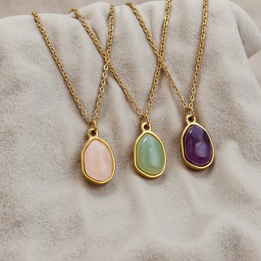 Organic Gemstone Charm Pendant Necklaces