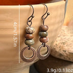 Rustic Stone Bead Hoop Earrings